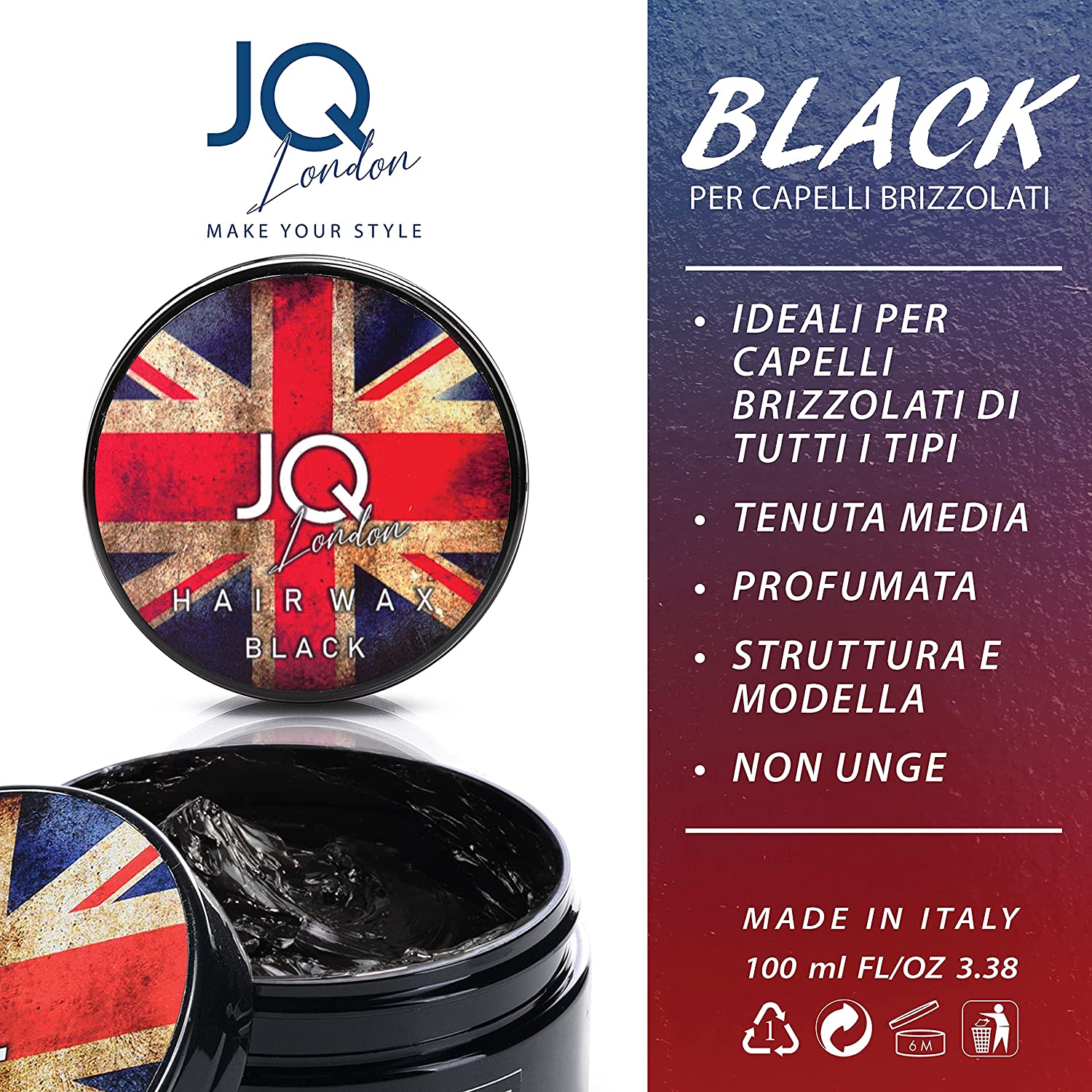 Cera Modellante Uomo Colorata Nera 100ml – Copertura Temporanea Professionale